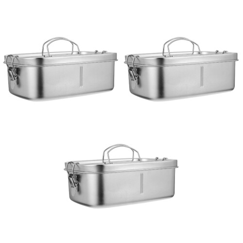 3Pièces Boîte Repas Acier Inoxydable Compacte Portable Usage 1