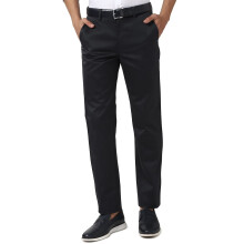 Heren Zwarte Effen Regular Chino Casual Broeken