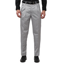 Heren Grijze Effen Regular Fit Casual Broeken