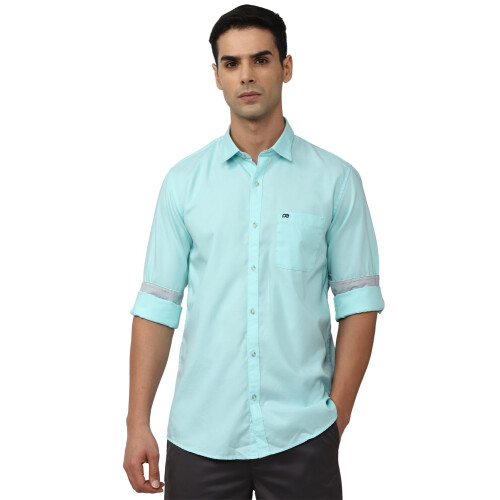 Ανδρικό Ανοιχτό Μπλε Slim Fit Υφασμάτινο Πουκάμισο Μακρυμάνικο