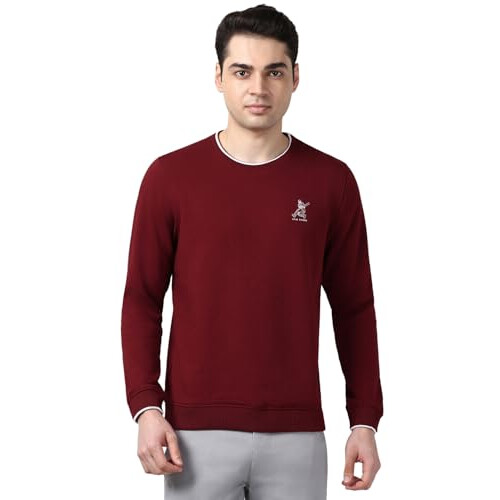 Ανδρικό Μπορντό Φούτερ με Γραφικά Crew Neck