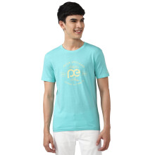 Peter England Mænds Slim T-shirt (Pjkcpsnfz40700_Aqua M)