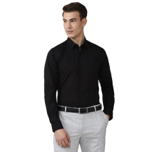 Peter England Ανδρικό Τζιν Slim Fit Πουκάμισο (Pesfmslb003086_Mαύρο 44)