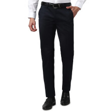 Heren Zwarte Effen Regular Fit Chino Casual Broeken