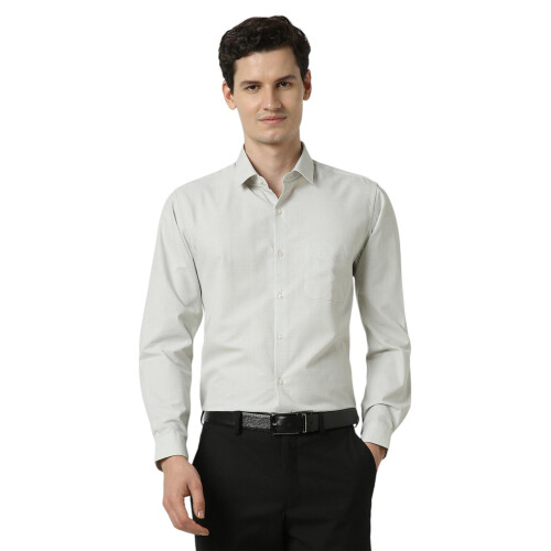 Peter England Ανδρικό Γκρι Slim Fit ΚοFormal Κοντομάνικο Πουκάμισο
