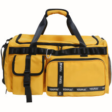 40L Waterproof Travel Duffel Bag with Wet Pocket and Shoe Compartment, Yellow Carry On Gym Bag