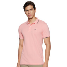 Peter England Herre Snug Fit Solid Polo T-Shirt Med Farvet Kravekant| Bomuldsrig| Premium Pique Væv Pink