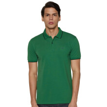 Peter England Herre Snug Fit Solid Polo T-Shirt Med Farvet Krave| Bomuldsblanding| Premium Pique Vævning Grøn, Large