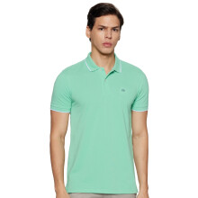 Peter England Herre Snug Fit Solid Polo T-Shirt Med Farvet Krave Tipping| Bomuldsrig| Premium Pique Væv Lys Grøn, Lille