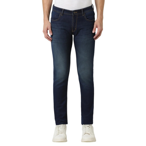 Peter England Ανδρικά Τζιν Skinny Fit με Ελαστική Ύφανση Βαθύ Μπλε