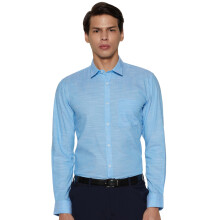 Peter England Ανδρικό Slim Fit Πουκάμισο 100% Βαμβάκι Μπλε Ανοιχτό