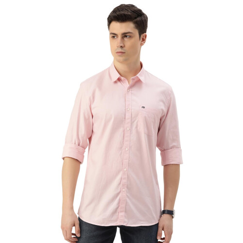 Peter England Ανδρικό Slim Fit Πουκάμισο Oxford | 100% Βαμβάκι Ροζ
