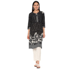 Rangriti Women'S Rayon Printed Straight Kurtas (Rngrtizna20193Aw24Blk_Black
