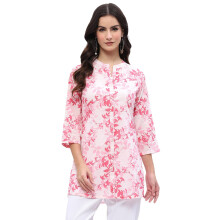 Rangriti Women'S Cotton Printed Straight Kurtis (Indietop20381Aw24Pnk_Pink