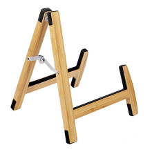 Foldable Wood Guitar Stand with Non Slip Stability for Acoustic Electric Bass, Natural Finish