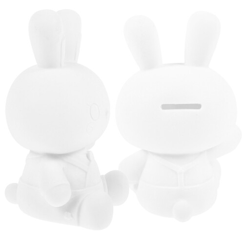 2Pcs Diy Paintable Rabbit Piggy Bank Coin Jar