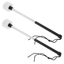 2pcs Stainless Steel Handle Drum Mallets Felt Head Percussion Drumsticks for Snare and Bass Drums