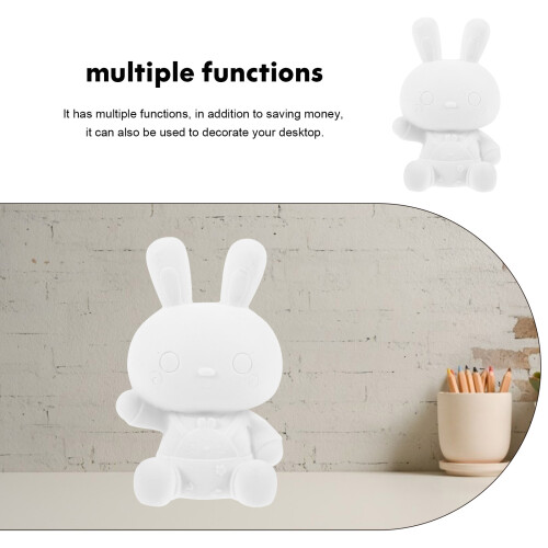 2Pcs Diy Paintable Rabbit Piggy Bank Coin Jar 2