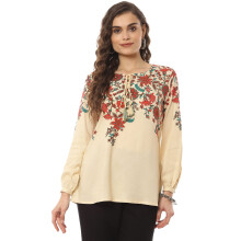 Rangriti Dames Etnische Crème Etnische Top (Maat_S)