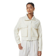 Qube Parfaite Femme Parka Polyester Courte (Bd2219Az_Blanche, XL)