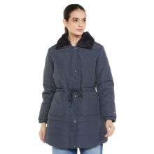 Qube By Fort Collins Polyester Dames Parka Jas (Bc821Az_Navy, Lange Lengte, Medium