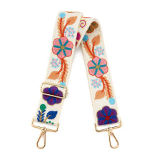Wide Adjustable Purse Strap Replacement, 2 Inch Crossbody Bag Strap with Floral Embroidery and Durable Hardware