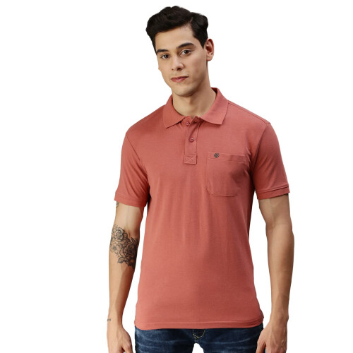 Onn Ανδρικό Ροζ Πόλο T-Shirt Μισής Μανικιού Με Τσέπη (Μέγεθος: Μεσαίο)