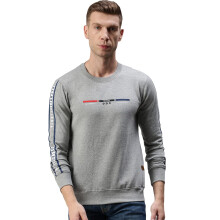 Onn Sweatshirt Heren Van Zacht Katoen Met Zijsac, Grijs Melange