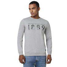 Heren Grijze Effen Ronde Hals Sweatshirt