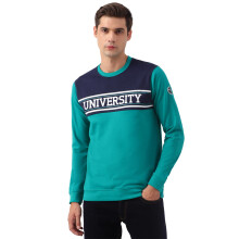 Peter England Heren Groene Patroon Ronde Hals Sweatshirt