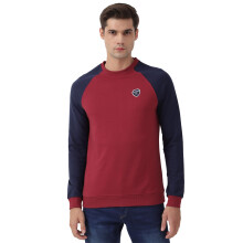 Heren Maroon Patroon Ronde Hals Sweatshirt