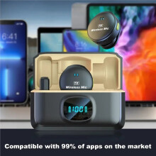 Microfone de Lapela Sem Fio Tipo C para , para  e Dispositivos Android para Transmissão Ao Vivo e Entrevistas com Clipe Magnético