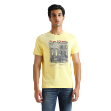 T-shirt Jaune Imprimé Graphique à Manches Courtes