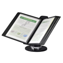 Adjustable Desk File Organizer with Durable DoubleSided Panels, Wall Mounted 10 Page Flip Holder for Office
