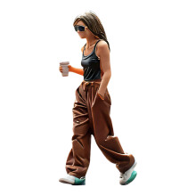 Realistic Coffee Girl Figure Model 1:64 Scale Hand Painted