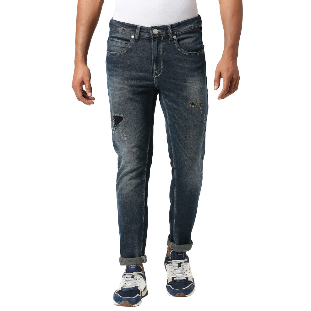 New Pepe Jeans Men's Mid Rise Slim Fit Jeans Dark