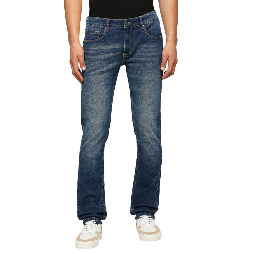 New Pepe Jeans Men's Pepe Vapour Slim Fit Mid Rise Jeans Dark/Blue