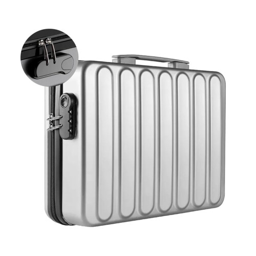Hard Shell Laptop Briefcase with Combination Lock for Men, Large Capacity Document Storage, Silver