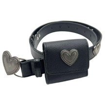Women's HeartShaped PU Leather Corset Belt with Floral Rivets and Adjustable Pin Buckle for Dresses