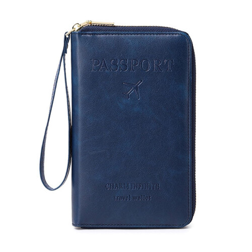 RFID Travel Wallet Passport Holder with RFID Blocking Security MultiCompartment Organizer Navy