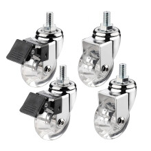 Set of 4 2 Inch Threaded Stem Caster Wheels M10x15mm, Lockable Brake Swivel Casters for Furniture