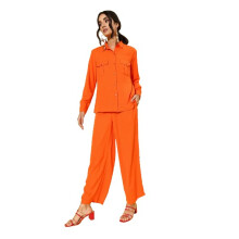 Style Quotient Voksne-Kvinder Orange Solid Co-Ords