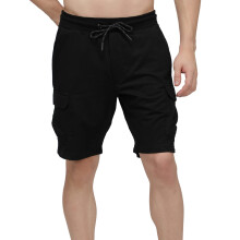 Herre Bomuldsblandede Sorte Bermuda Shorts Med 6 Lommer