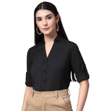 Style Quotient Dames Zwarte Polyester Formele Shirt