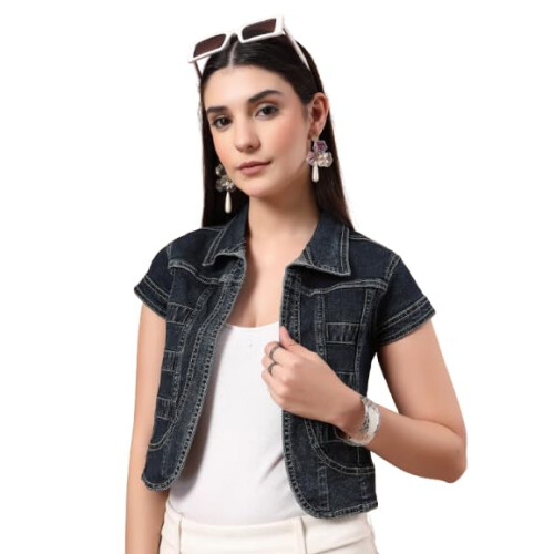 Style Quotient Dames Blauwe Open Front Denim Shrug