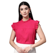 Style Quotient Dames Roze Swiss Dot Top