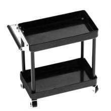 RC Tools Trolley 2 Tier Metal Rolling Tool Cart with Smooth Swivel Wheels for RC Workshop Black