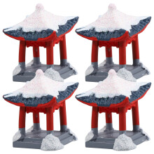 4Pcs Mini Pavilion Resin Statues Assorted Colors for Home Garden Decor