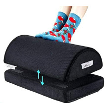 Ergonomic Under Desk Footrest, Adjustable Mesh Foot Rest 6.5'' Height, Lumbar Pillow