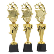 3Pcs Lightweight Golden Plastic Sports Trophies for First Place Award